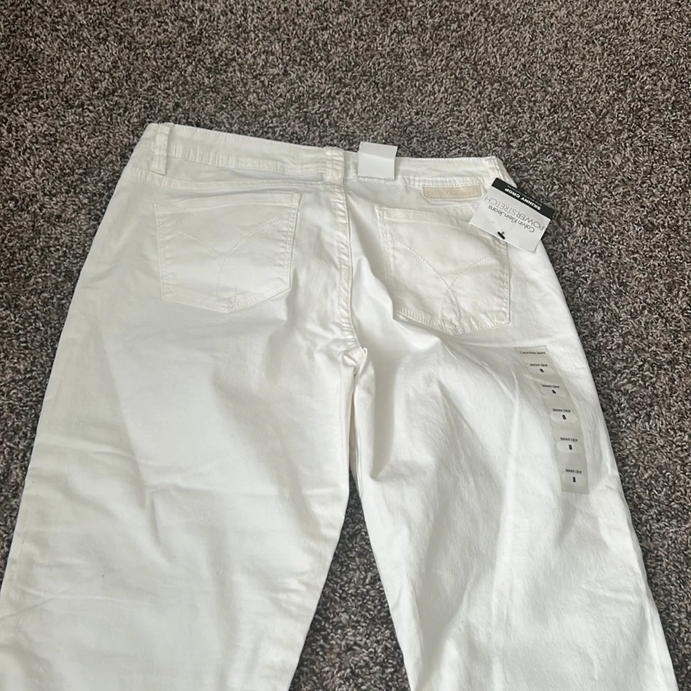 NWT Calvin Klein White Denim Jeans Skinny Crop 8 - Picture 10 of 12